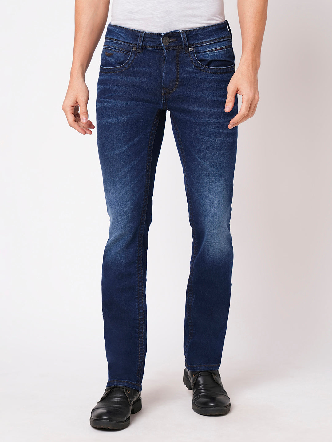 Dk Blue 5 Pocket Slim Fit Low Rise Boot Leg Jeans (Boot Cut Fit)