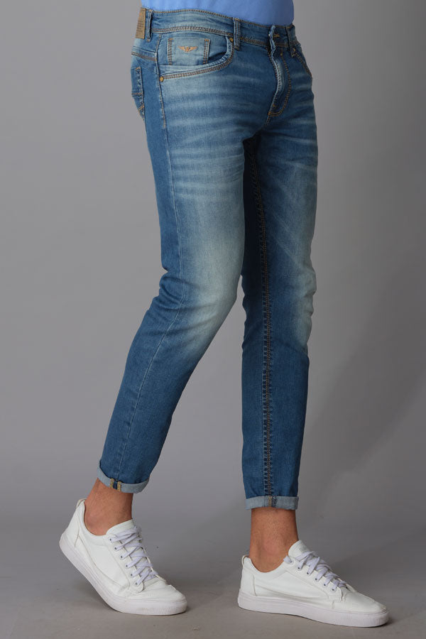 Med Blue 5 Pocket Low-Rise Ankle Length Jeans (Springsteen Fit)