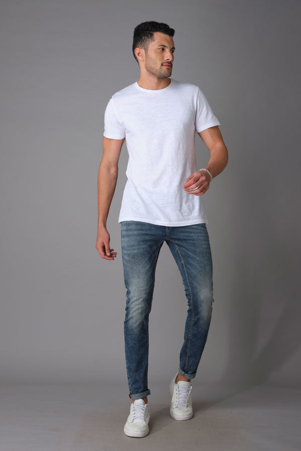 Med Blue 5 Pocket Mid-Rise Narrow Fit Jeans (Billy Fit)