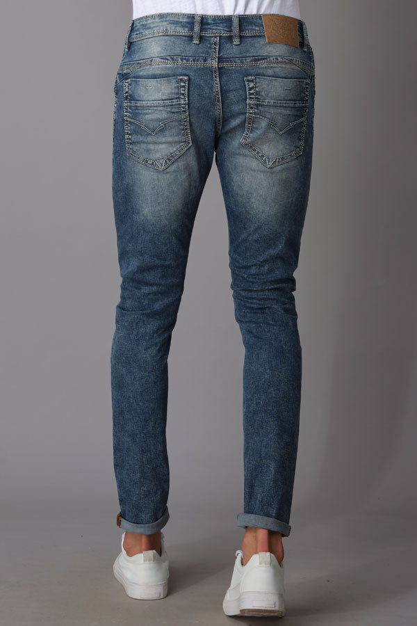 Med Blue 5 Pocket Mid-Rise Narrow Fit Jeans (Billy Fit)