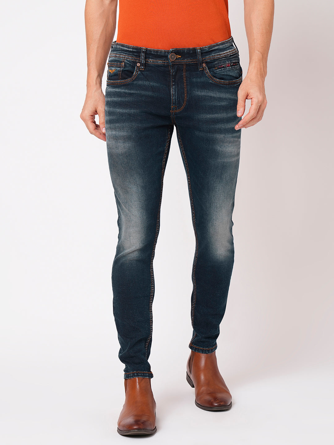 Dk Blue 5 Pocket Low-Rise Ankle Length Jeans (Springsteen Fit)