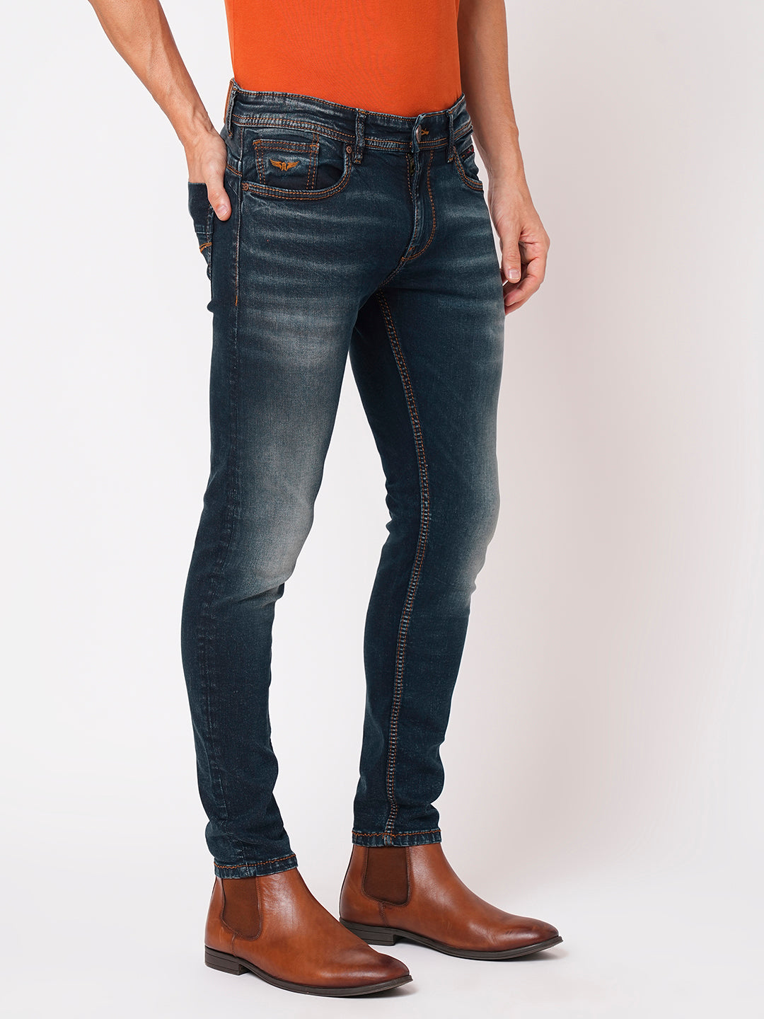 Dk Blue 5 Pocket Low-Rise Ankle Length Jeans (Springsteen Fit)