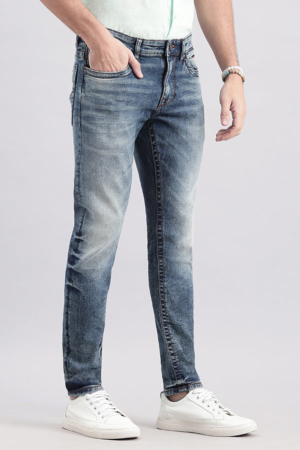 Med Blue 5 Pocket Low-Rise Ankle Length Jeans (Springsteen Fit)