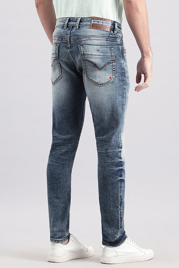 Med Blue 5 Pocket Low-Rise Ankle Length Jeans (Springsteen Fit)