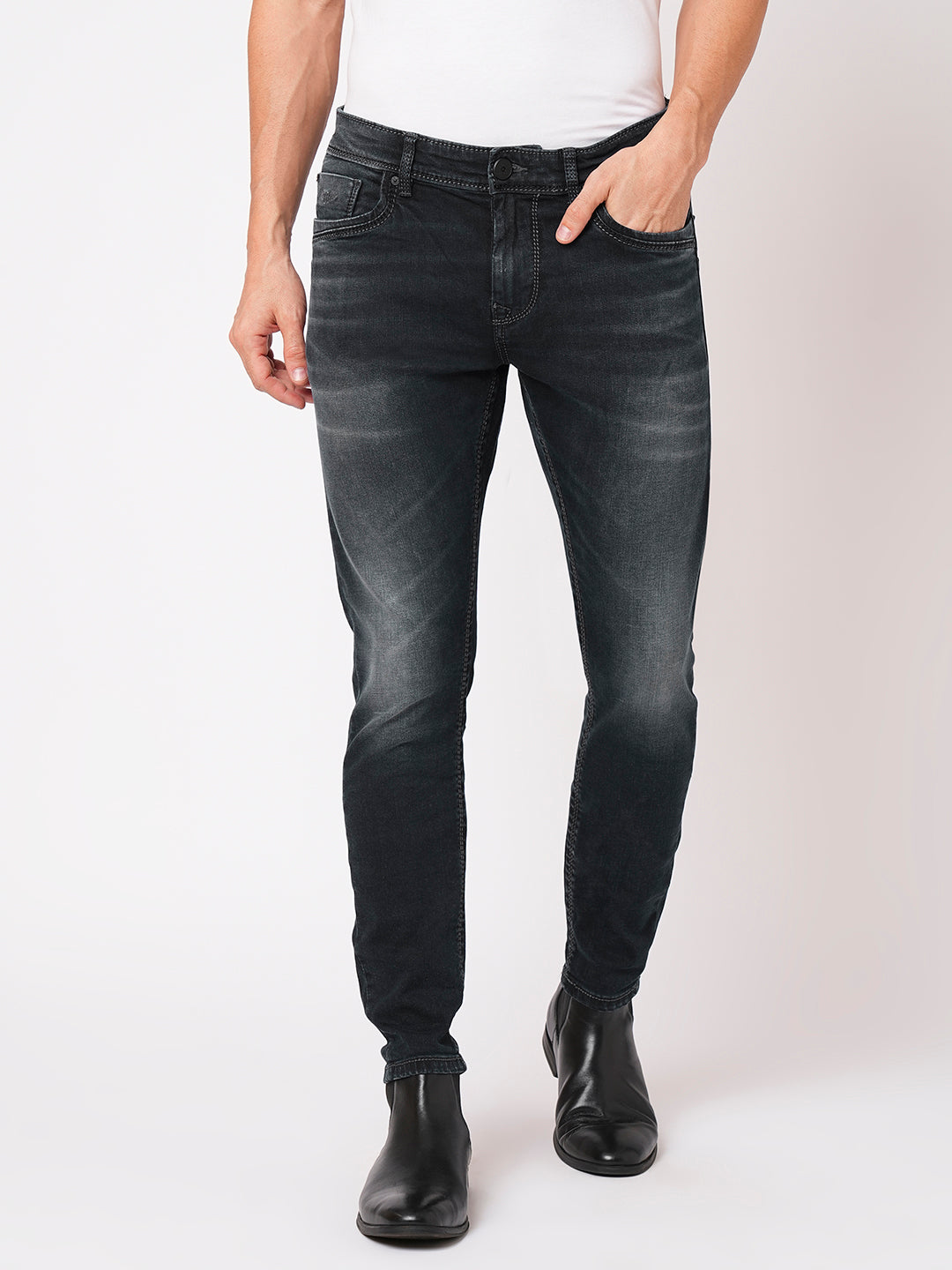 Dk Blue 5 Pocket Low-Rise Ankle Length Jeans (Springsteen Fit)