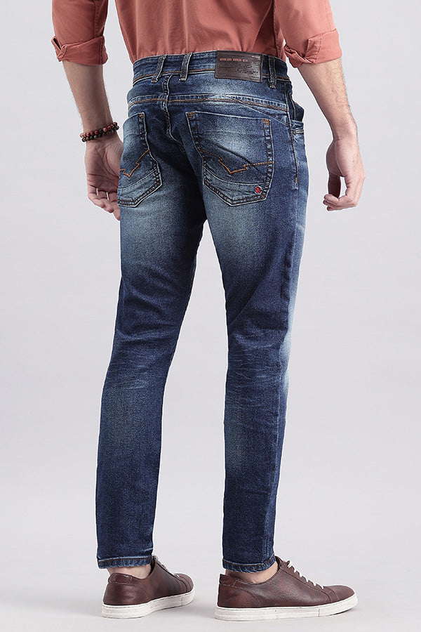 Dk Blue 5 Pocket Low-Rise Ankle Length Jeans (Springsteen Fit)