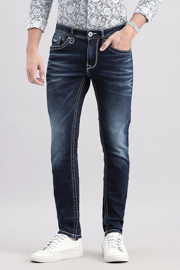 Dk Blue 5 Pocket Low-Rise Ankle Length Jeans (Springsteen Fit)