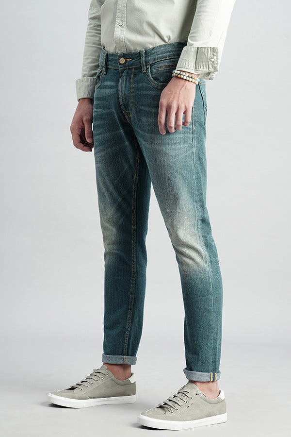 Lt Green 5 Pocket Low-Rise Ankle Length Jeans (Springsteen Fit)