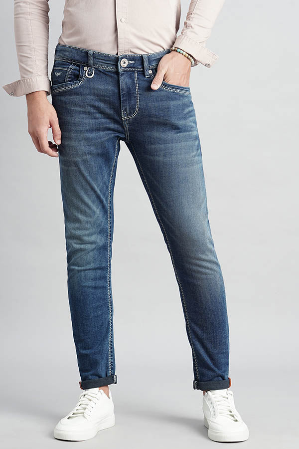 Med Blue 5 Pocket Low-Rise Ankle Length Jeans (Springsteen Fit)