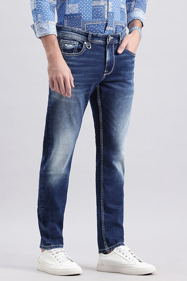 Med Blue 5 Pocket Low-Rise Ankle Length Jeans (Springsteen Fit)