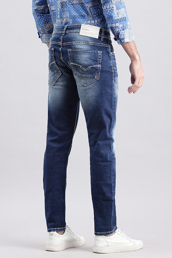 Med Blue 5 Pocket Low-Rise Ankle Length Jeans (Springsteen Fit)