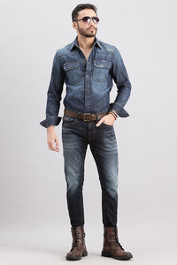 Dk Blue 5 Pocket Low-Rise Ankle Length Jeans (Springsteen Fit)