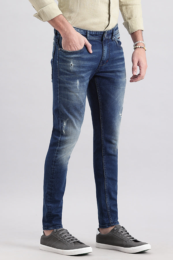 Med Blue 5 Pocket Low-Rise Ankle Length Jeans (Springsteen Fit)