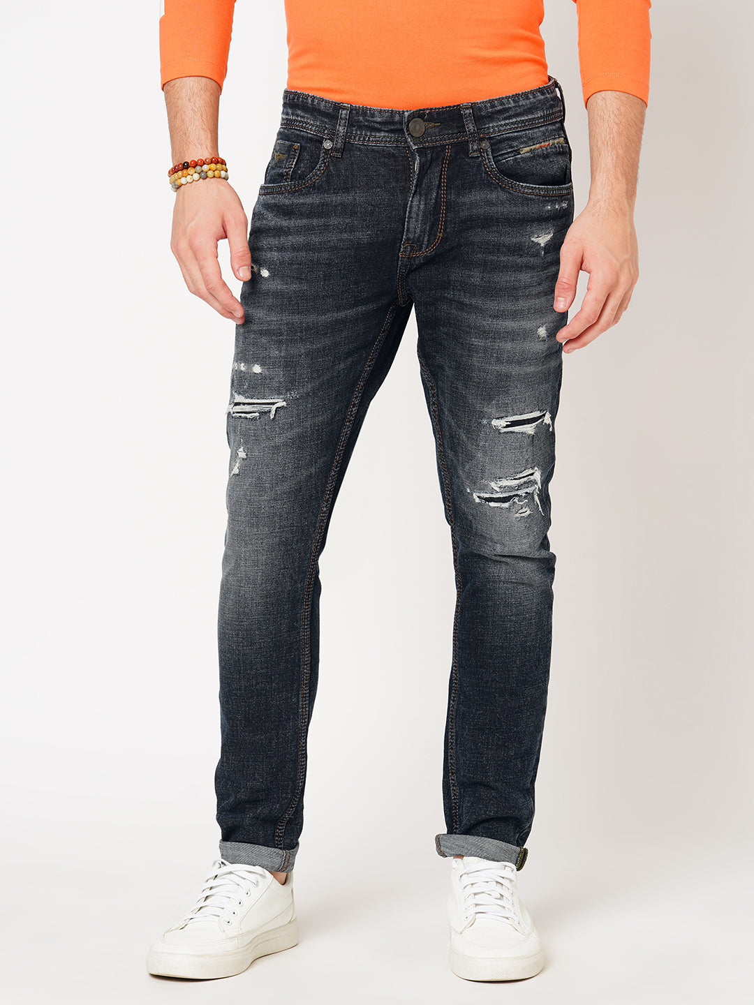 Dk Blue 5 Pocket Low-Rise Ankle Length Jeans (Springsteen Fit)