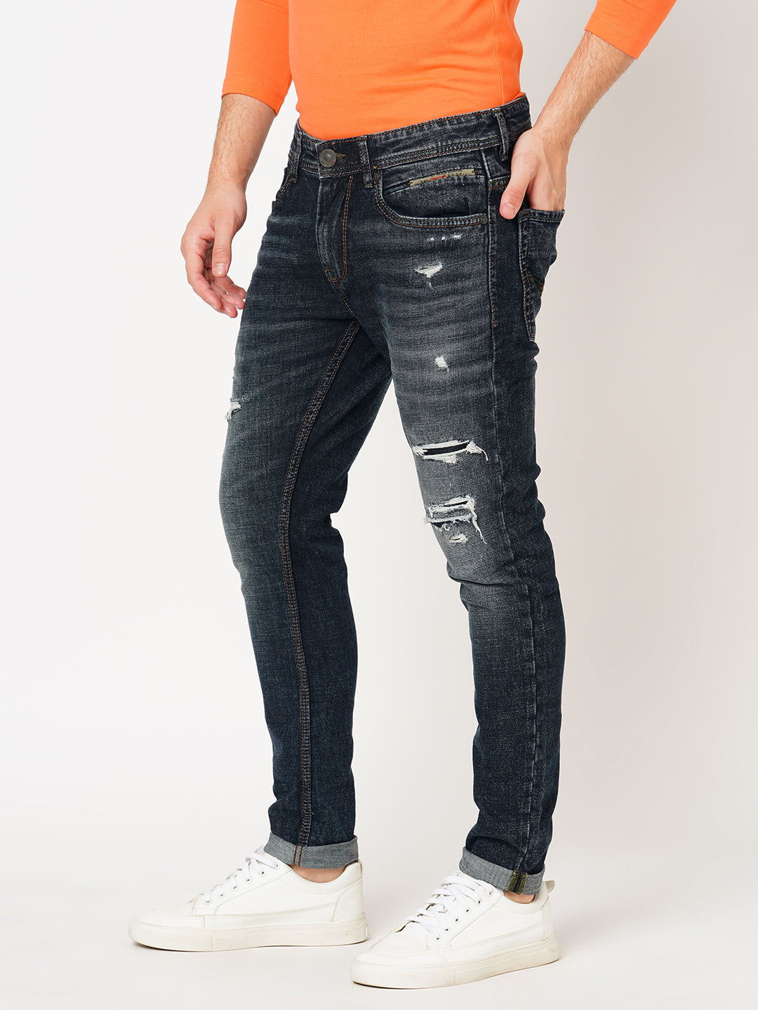 Dk Blue 5 Pocket Low-Rise Ankle Length Jeans (Springsteen Fit)