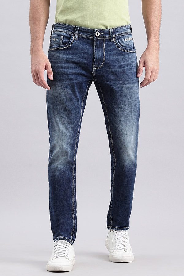 Med Blue 5 Pocket Low-Rise Ankle Length Jeans (Springsteen Fit)