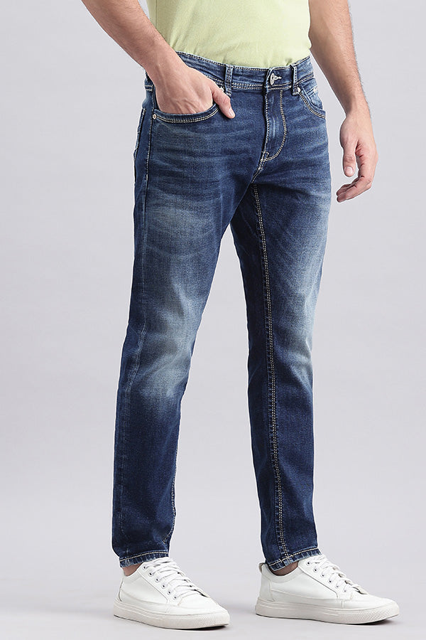 Med Blue 5 Pocket Low-Rise Ankle Length Jeans (Springsteen Fit)