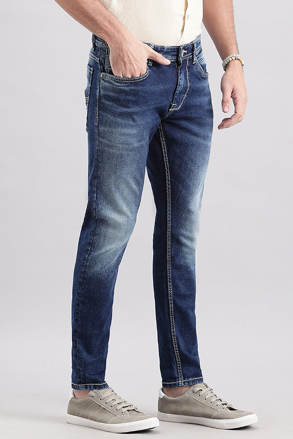 Med Blue 5 Pocket Low-Rise Ankle Length Jeans (Springsteen Fit)