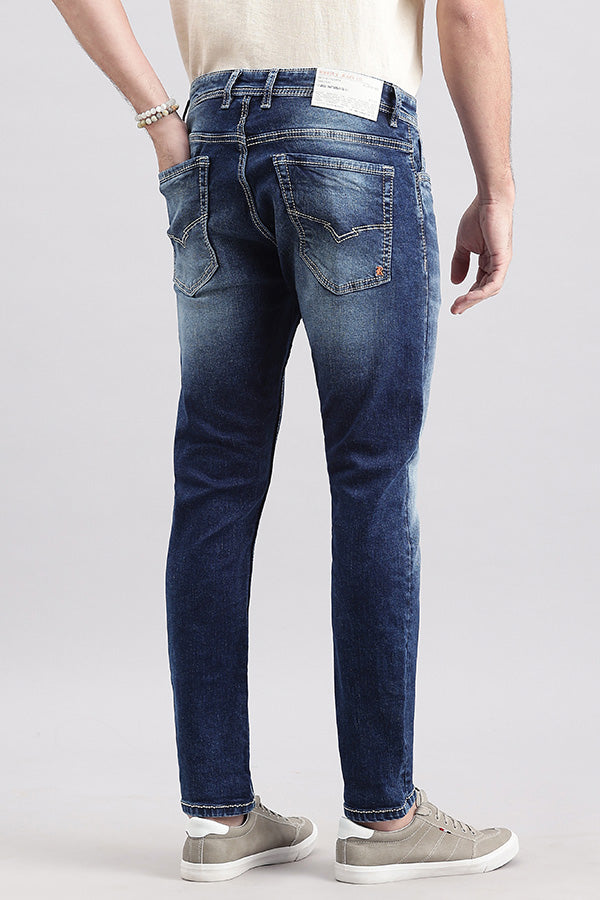 Med Blue 5 Pocket Low-Rise Ankle Length Jeans (Springsteen Fit)