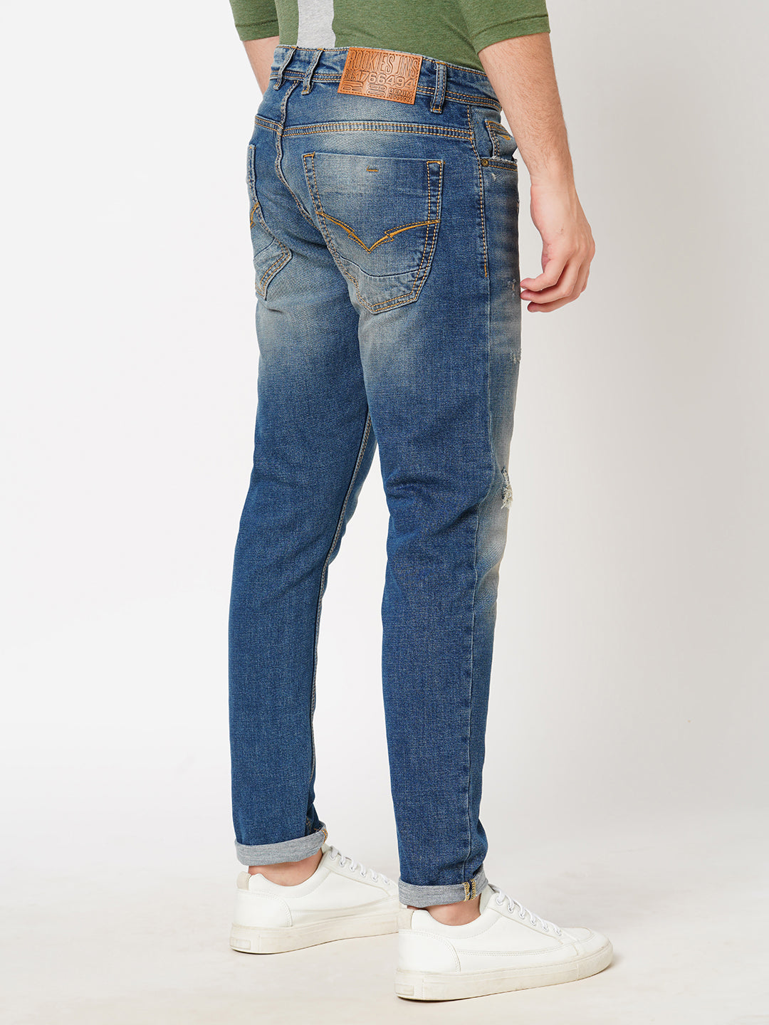 Med Blue 5 Pocket Low-Rise Ankle Length Jeans (Springsteen Fit)