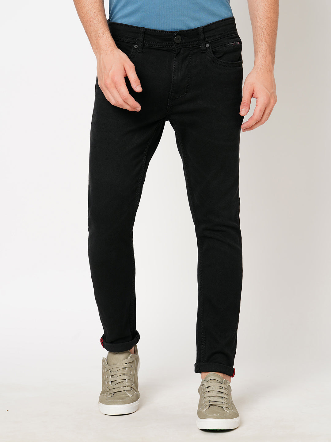 Black 5 Pocket Low-Rise Ankle Length Jeans (Springsteen Fit)