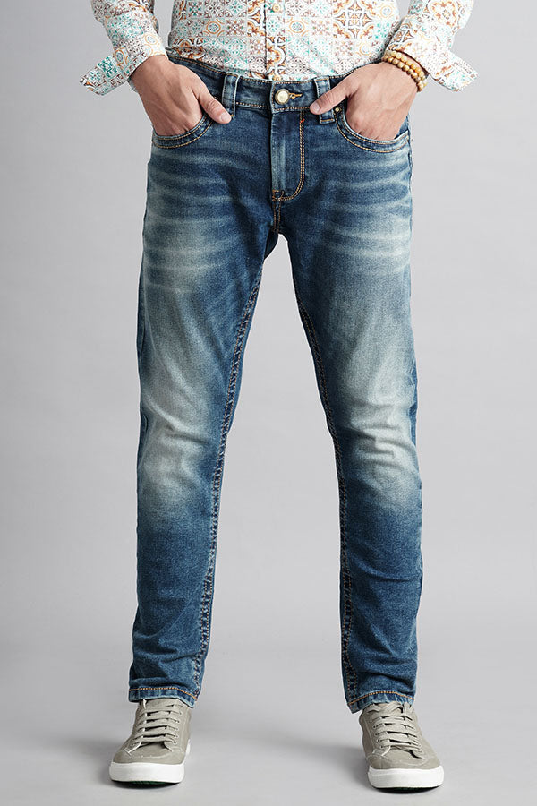 Med Blue 5 Pocket Low-Rise Ankle Length Jeans (Springsteen Fit)