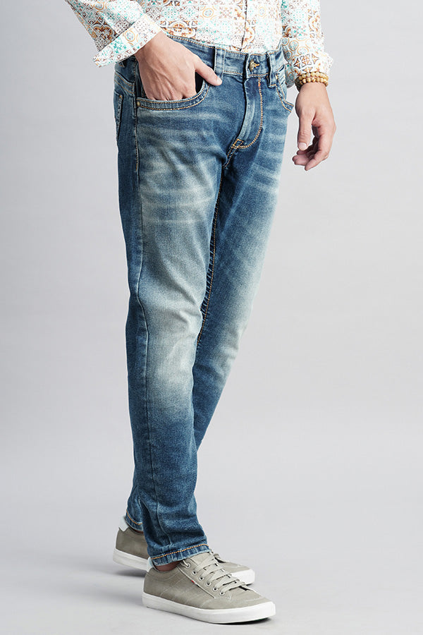 Med Blue 5 Pocket Low-Rise Ankle Length Jeans (Springsteen Fit)