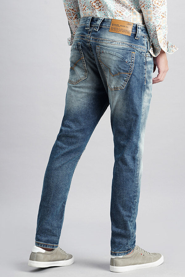 Med Blue 5 Pocket Low-Rise Ankle Length Jeans (Springsteen Fit)