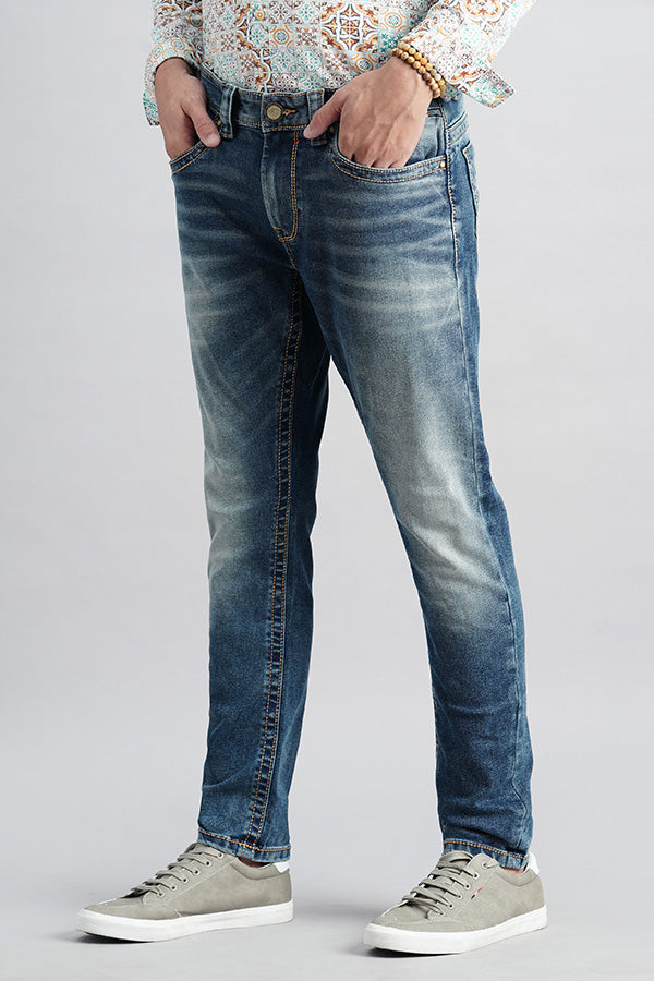 Med Blue 5 Pocket Low-Rise Ankle Length Jeans (Springsteen Fit)