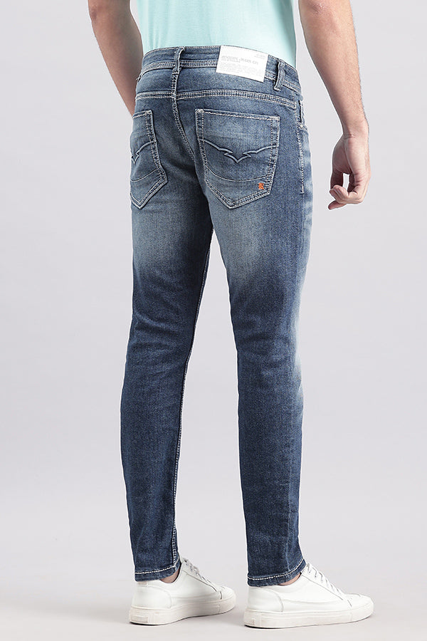 Med Blue 5 Pocket Low-Rise Ankle Length Jeans (Springsteen Fit)