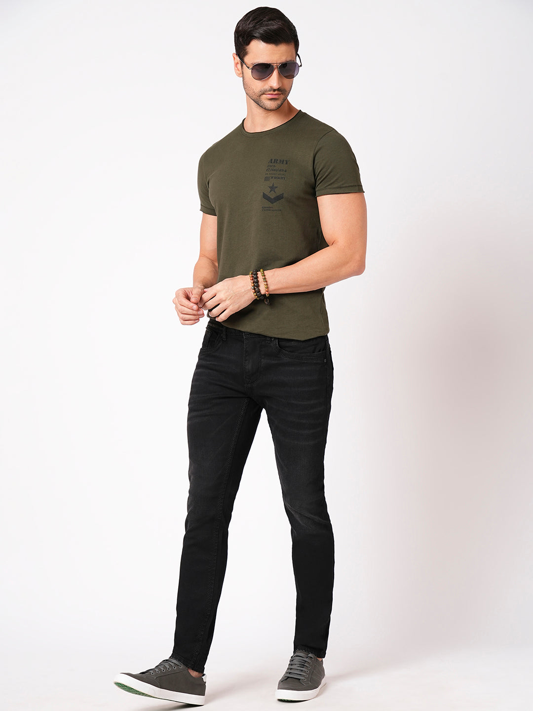 Charcoal 5 Pocket Mid-Rise Narrow Tapered Fit Jeans (Billy Fit)