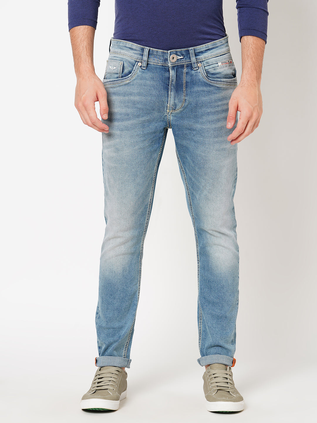 Lt Blue 5 Pocket Low-Rise Ankle Length Jeans (Springsteen Fit)