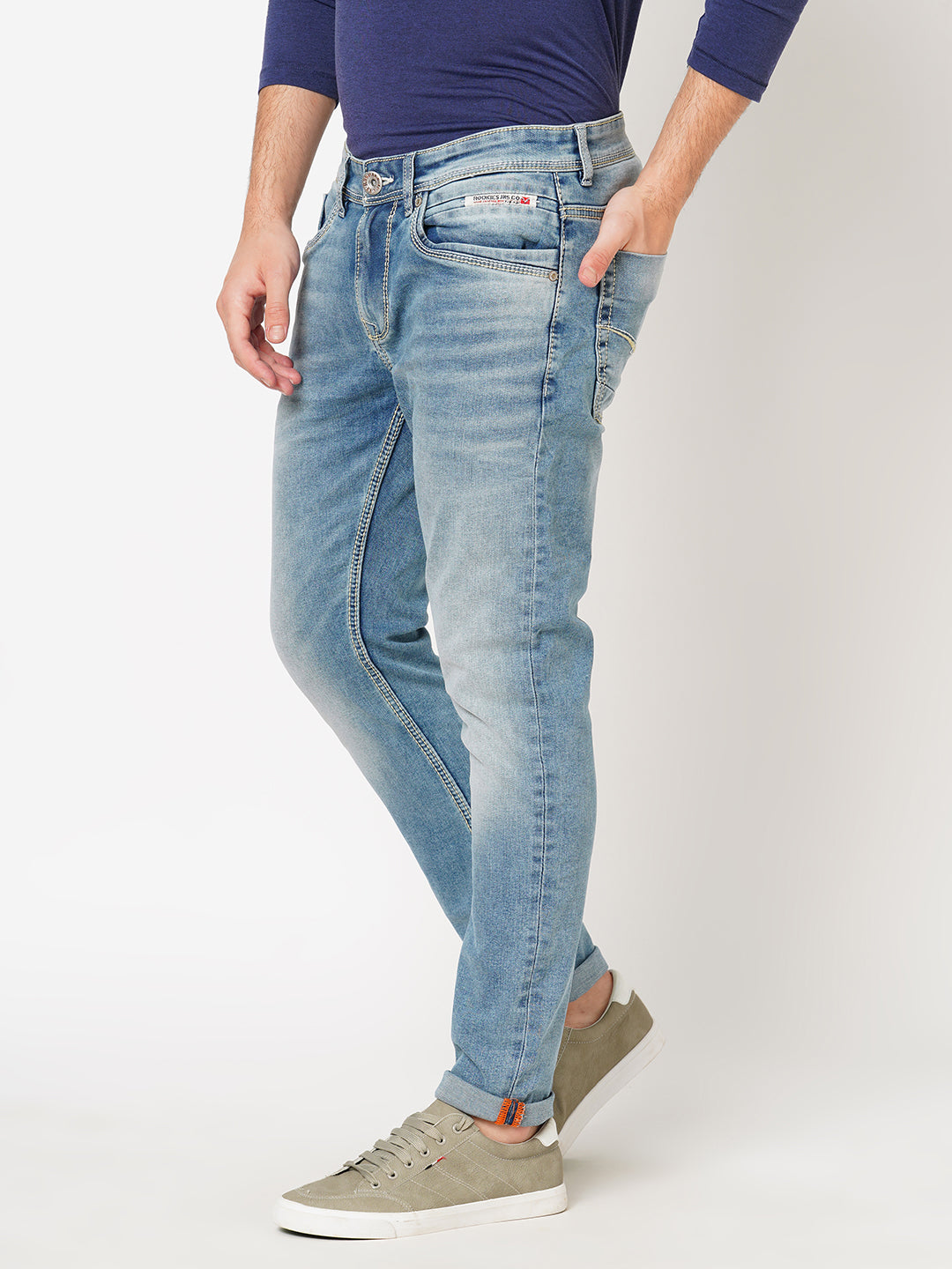 Lt Blue 5 Pocket Low-Rise Ankle Length Jeans (Springsteen Fit)