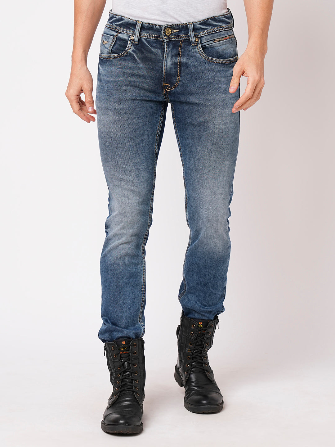 Med Blue 5 Pocket Mid-Rise Jeans (Lennon)