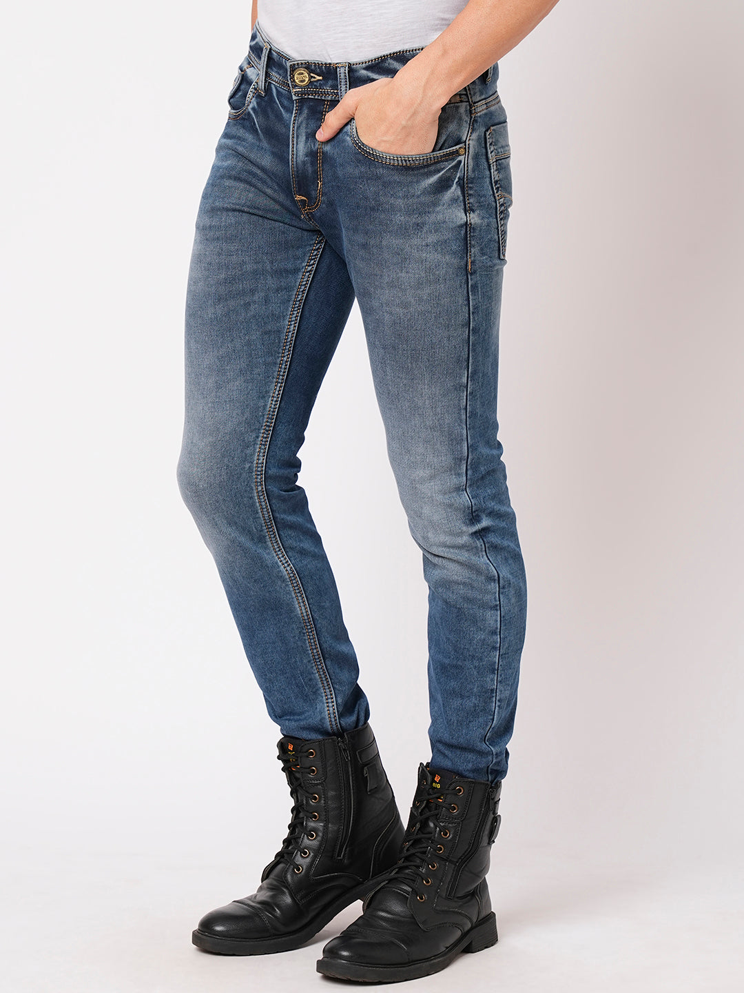 Med Blue 5 Pocket Mid-Rise Jeans (Lennon)