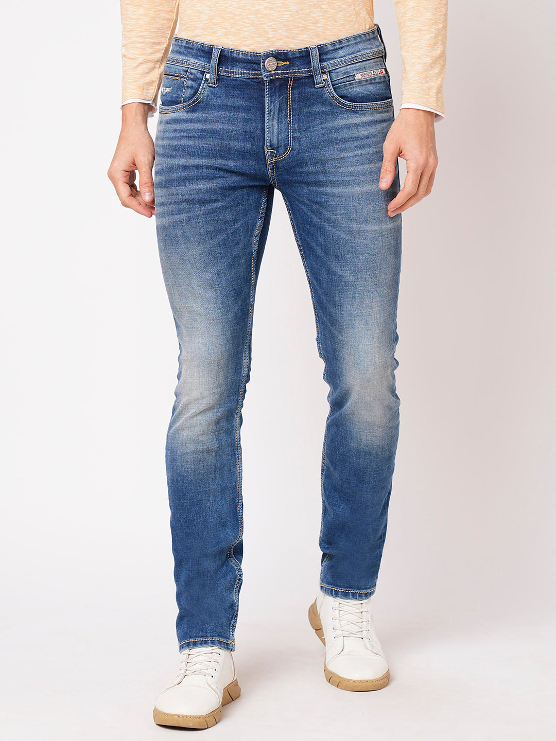 Med Blue 5 Pocket Mid-Rise Jeans (Lennon)