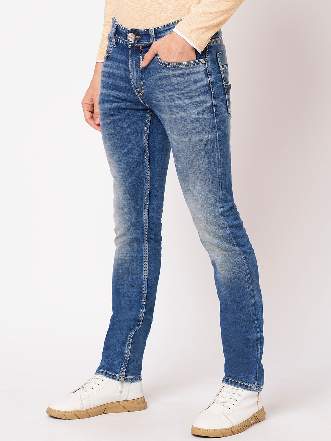 Med Blue 5 Pocket Mid-Rise Jeans (Lennon)