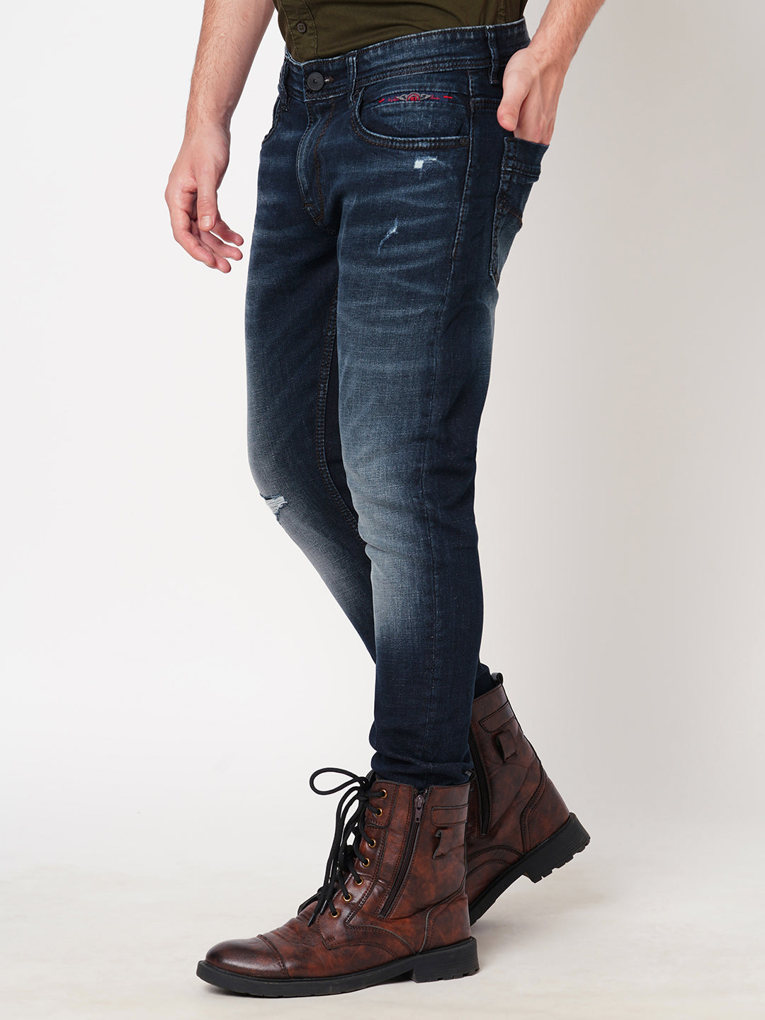 Dk Blue 5 Pocket Low-Rise Ankle Length Jeans (Springsteen Fit)