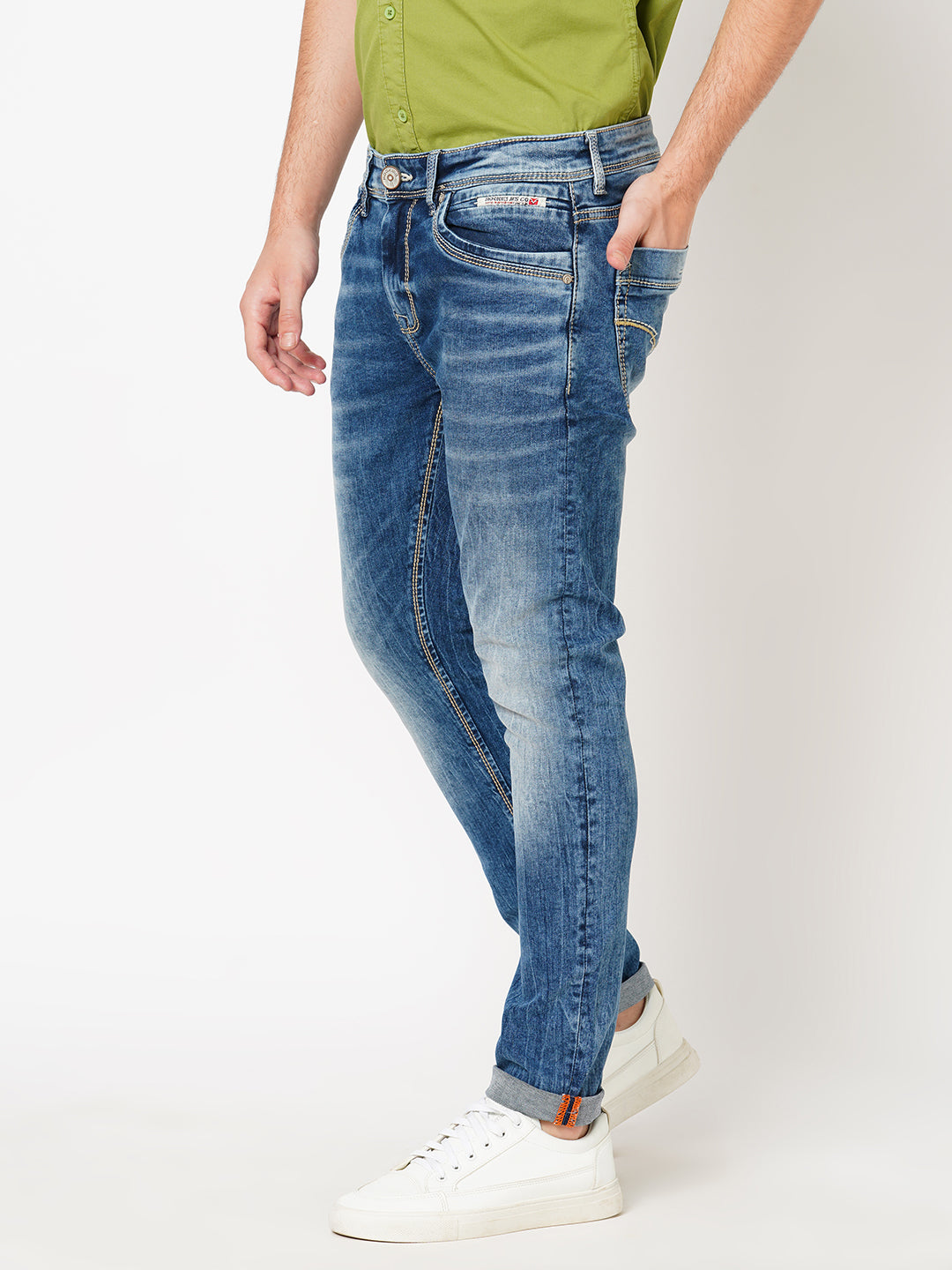 Med Blue 5 Pocket Low-Rise Ankle Length Jeans (Springsteen Fit)