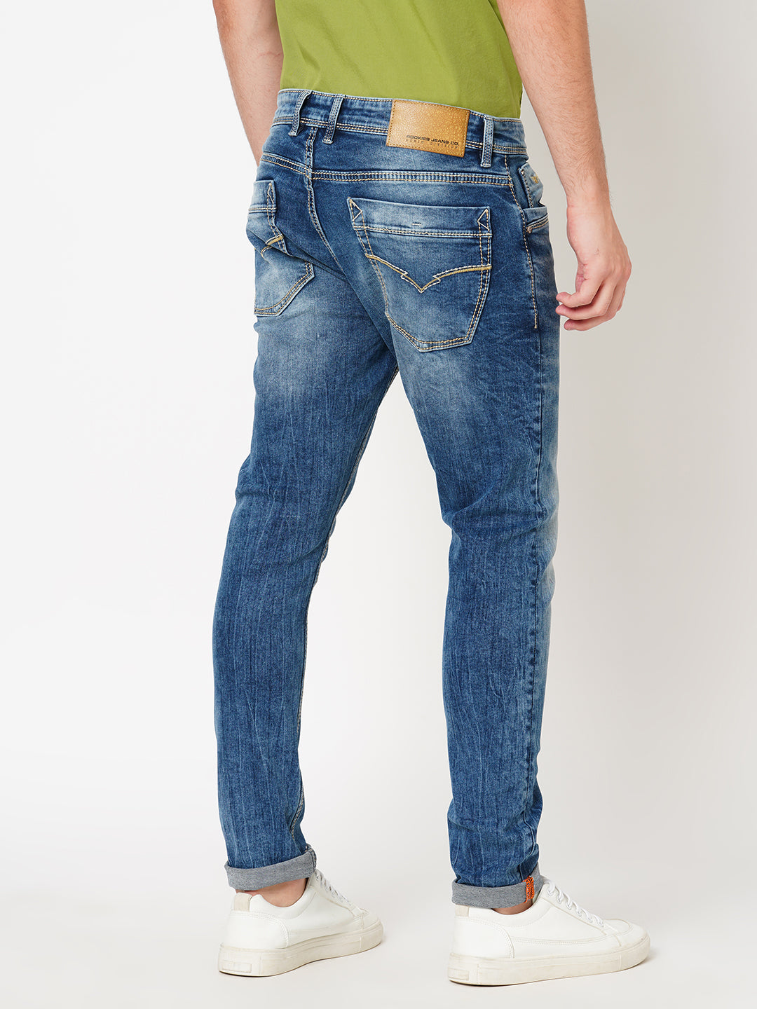 Med Blue 5 Pocket Low-Rise Ankle Length Jeans (Springsteen Fit)