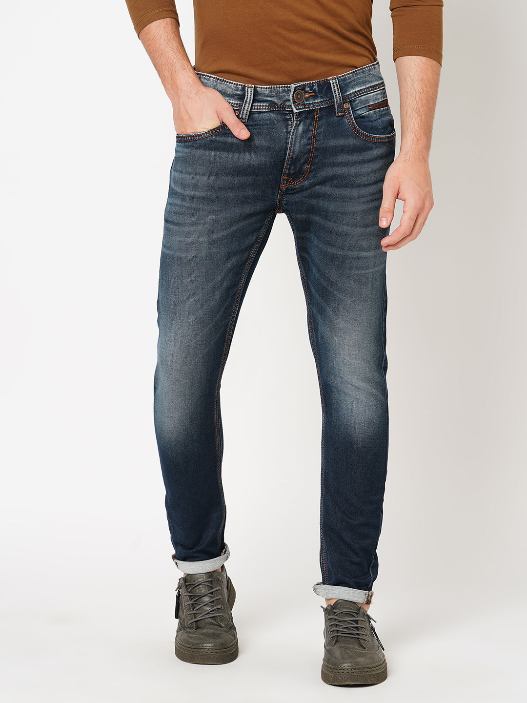 Dk Blue 5 Pocket Low-Rise Ankle Length Jeans