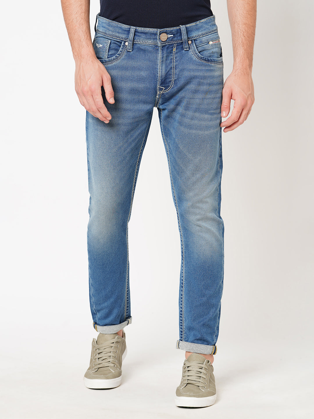 Med Blue 5 Pocket Low-Rise Ankle Length Jeans (Springsteen Fit)