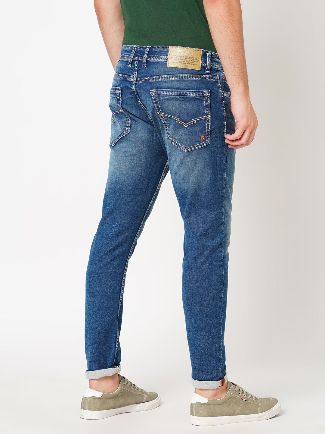 Med Blue 5 Pocket Low-Rise Ankle Length Jeans (Springsteen Fit)