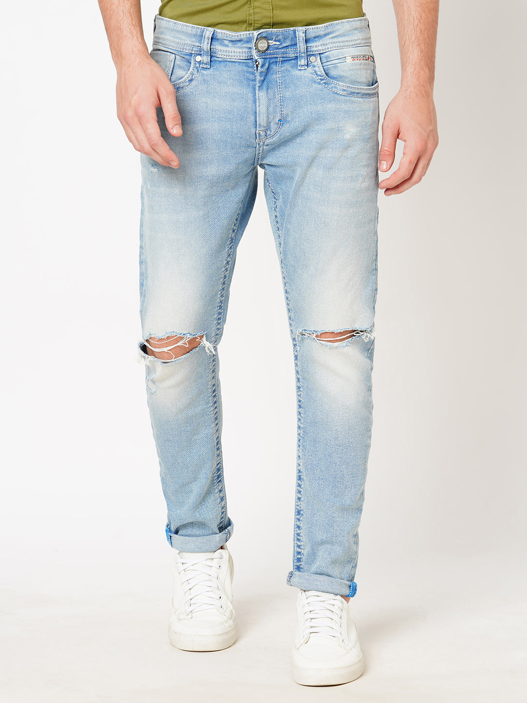 Lt Blue 5 Pocket Low-Rise Ankle Length Jeans (Springsteen Fit)