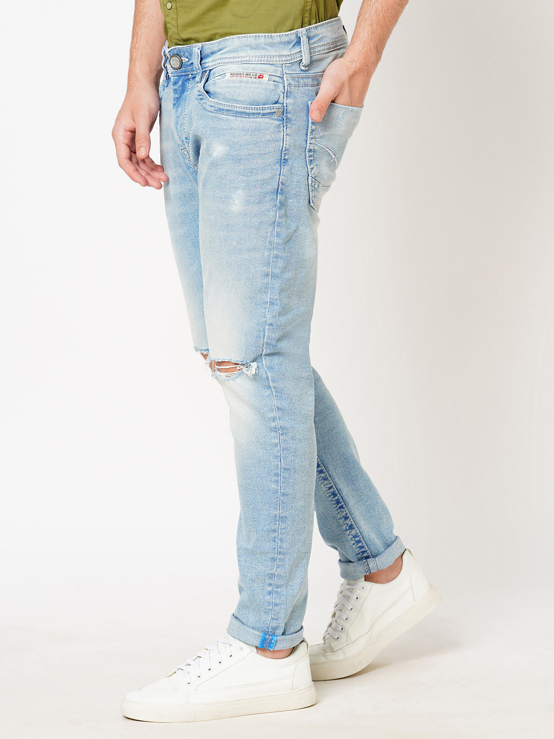 Lt Blue 5 Pocket Low-Rise Ankle Length Jeans (Springsteen Fit)