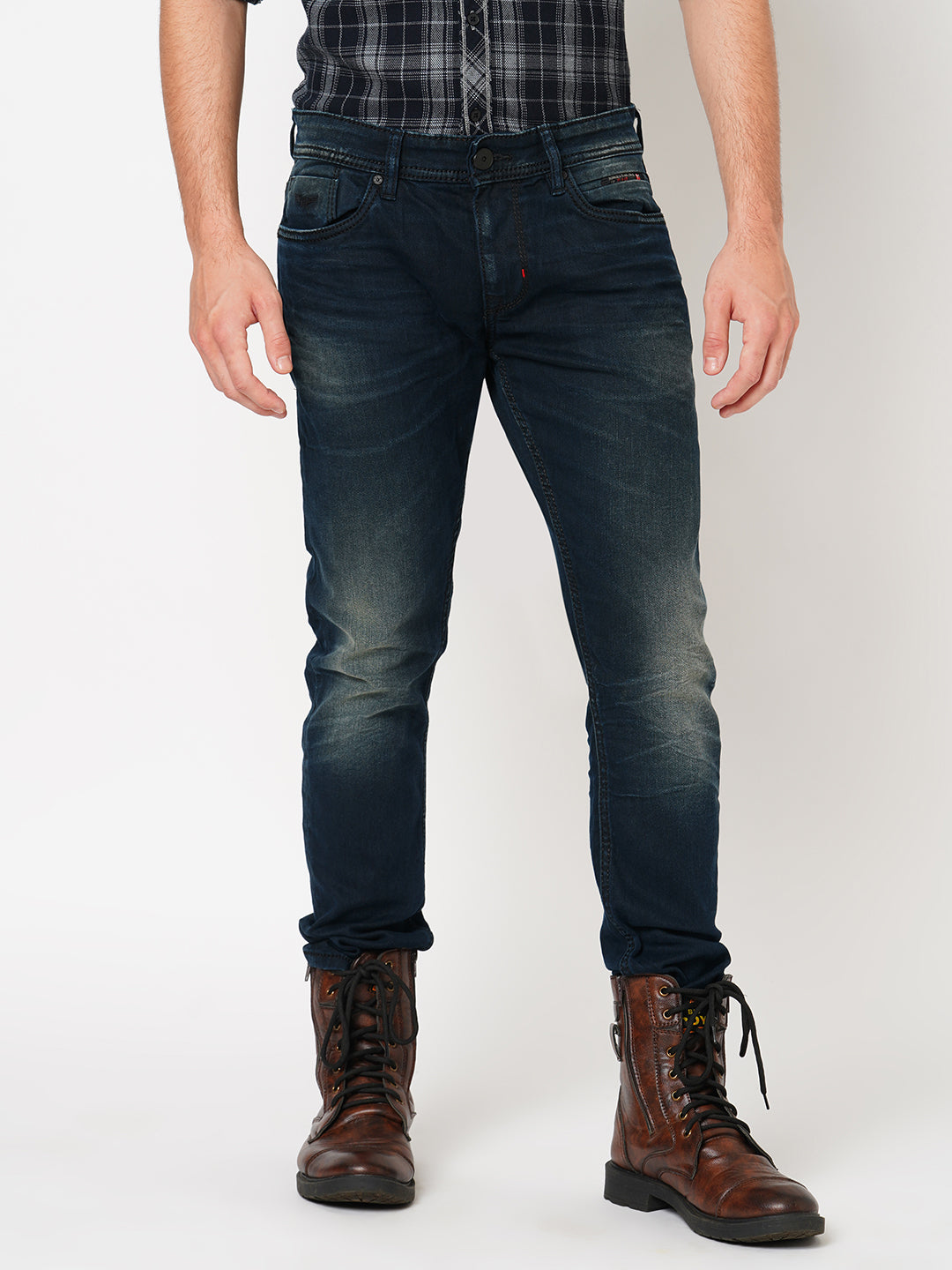 Dk Blue 5 Pocket Low-Rise Ankle Length Jeans (Springsteen Fit)