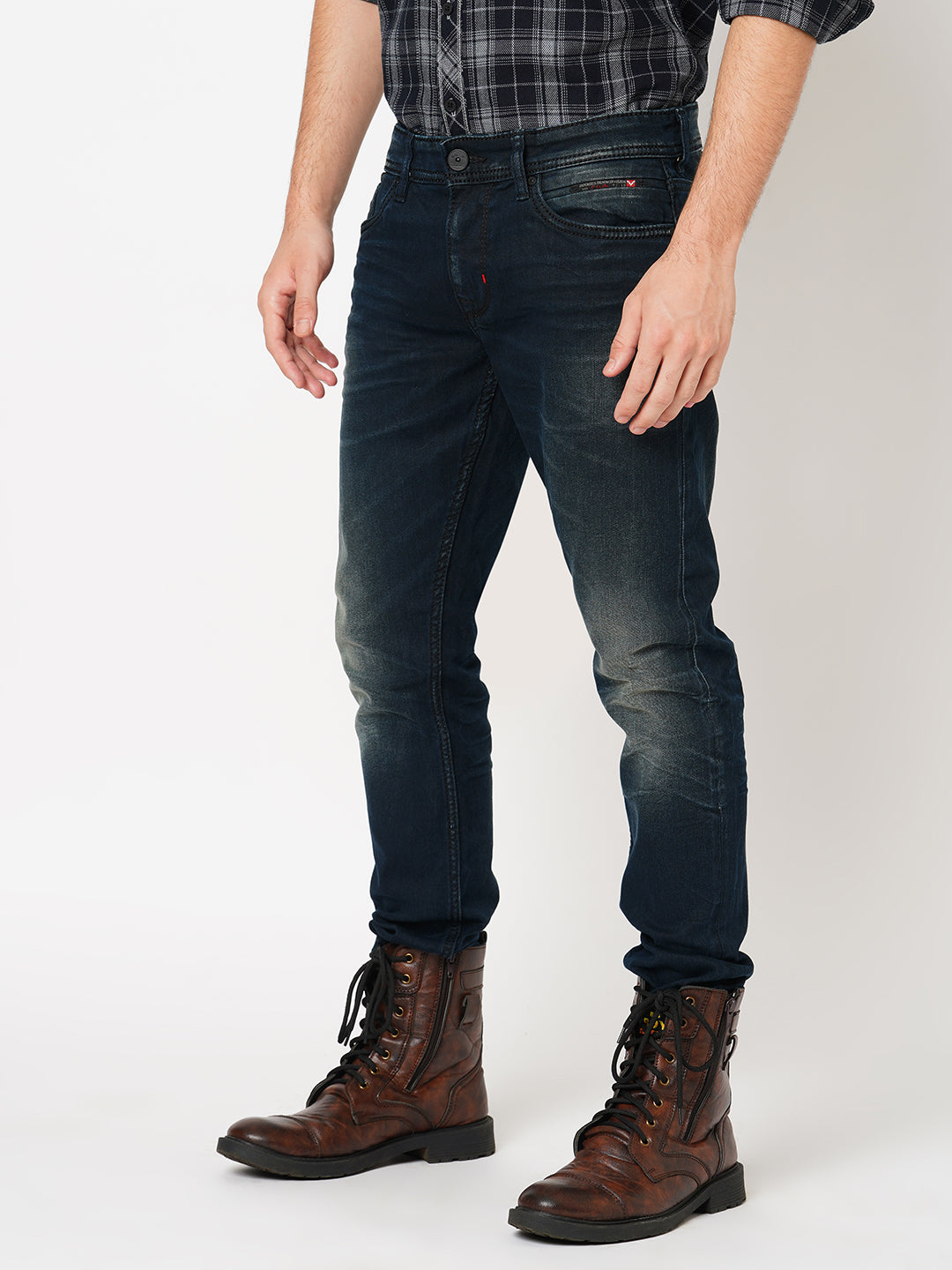 Dk Blue 5 Pocket Low-Rise Ankle Length Jeans (Springsteen Fit)