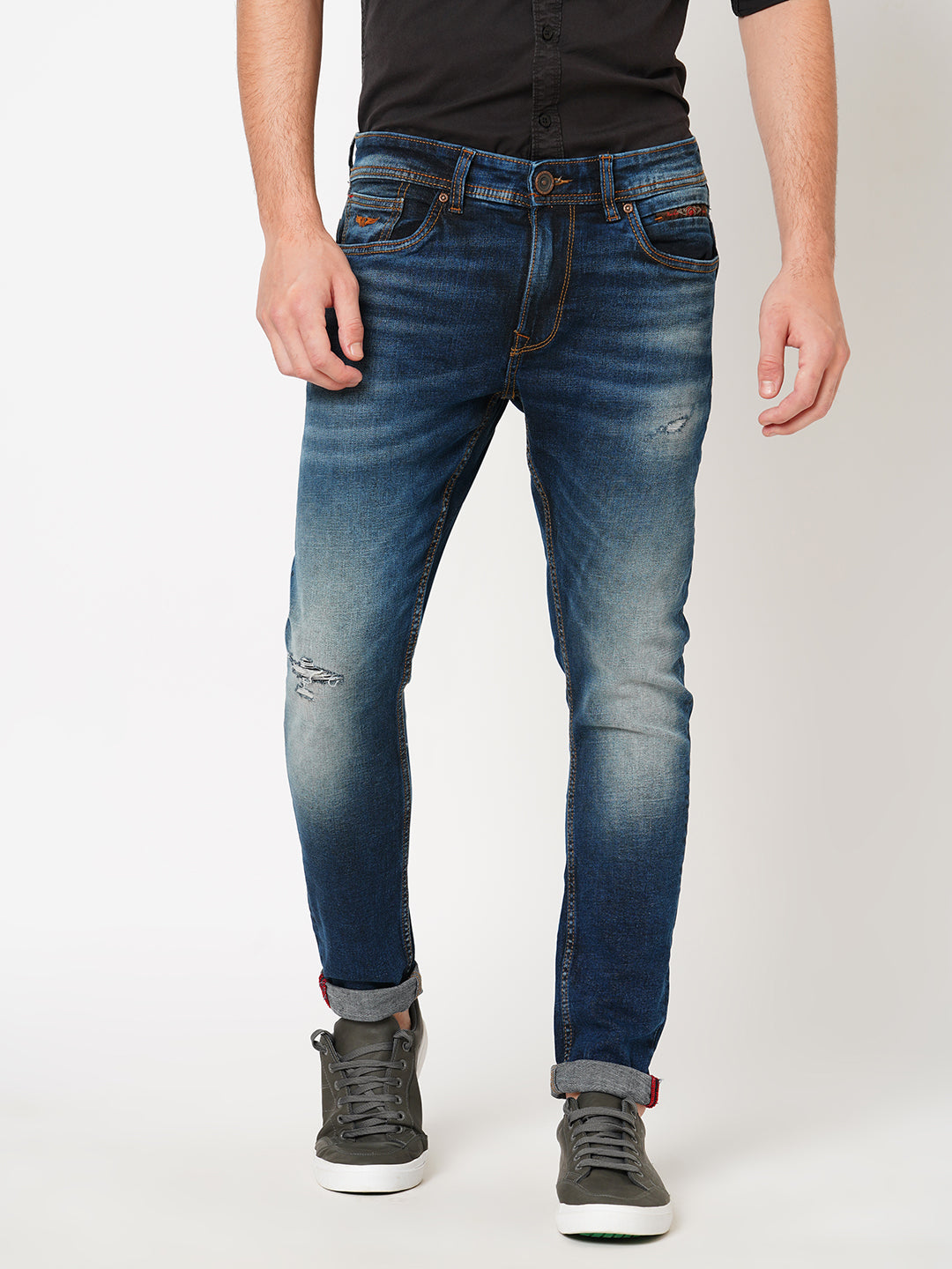 Dk Blue 5 Pocket Low-Rise Ankle Length Jeans (Springsteen Fit)