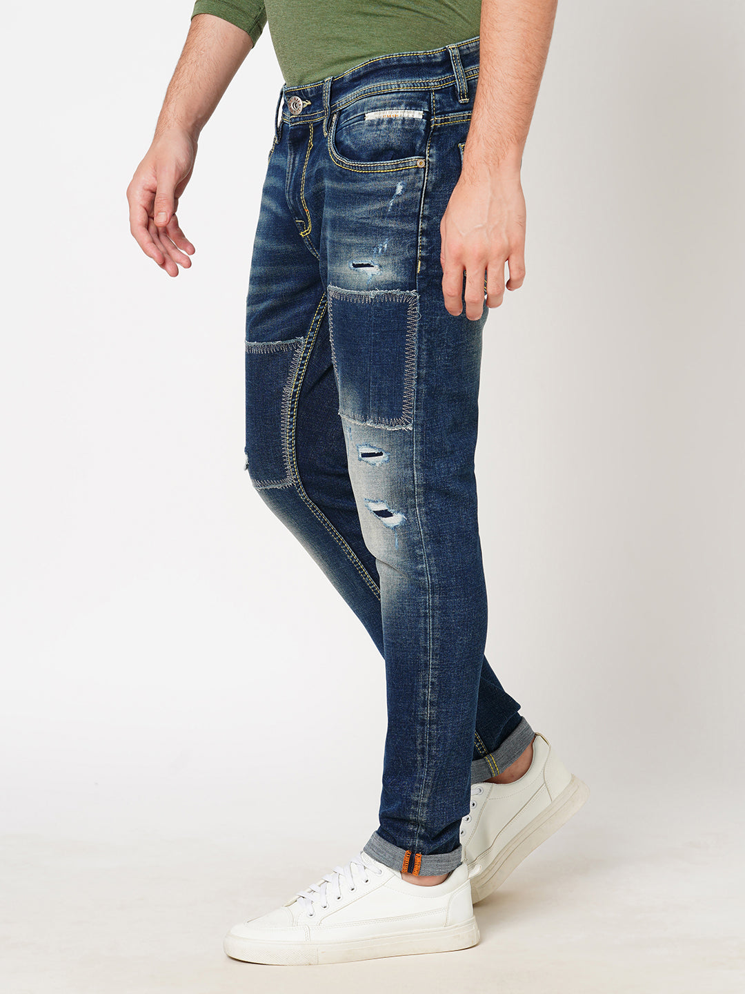 Med Blue 5 Pocket Low-Rise Ankle Length Jeans (Springsteen Fit)