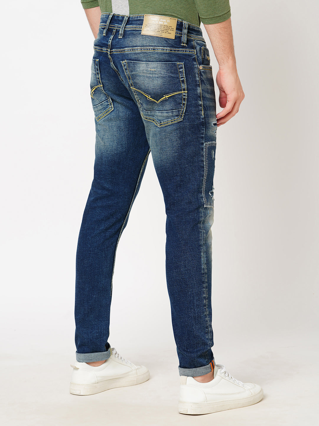 Med Blue 5 Pocket Low-Rise Ankle Length Jeans (Springsteen Fit)